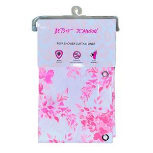 Betsey Johnson Pink Floral Print 100% PEVA Shower Curtain Liner Bath 70”x 72”